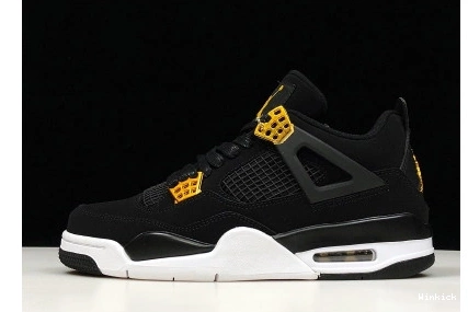 AIR 4 JORDAN MENS “ROYALTY” 308497-032 GOLD-WHITE BLACK METALLIC 0812